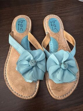 b.o.c. Teal Flower Slide Sandals